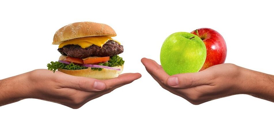 zgjedhja midis ushqimit të shëndetshëm dhe jo të shëndetshëm